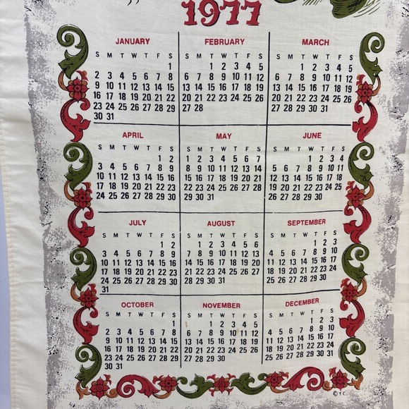 1977 Vtg‎ Hanging Calendar Tea Towel Praying Hands Serenity Prayer God Grant Me - Picture 7 of 9